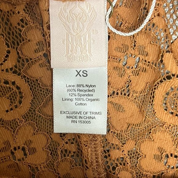 NWT Free People x WE ARE HAH Chase Me Down Panty XS X-Small Brown Sugar Lace - Picture 9 of 15